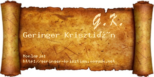 Geringer Krisztián névjegykártya